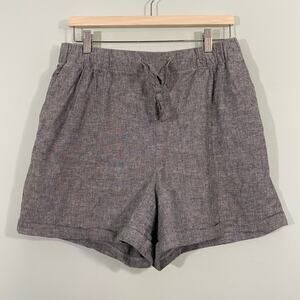 Uniqlo Women's Grey High Rise Cotton Linen Blend Shorts Size L